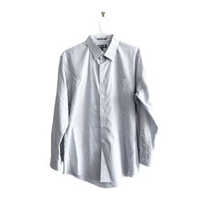 Nordstrom Mens Non Iron Trim Fit Long Sleeve Shirt Stripes Gray Size 17